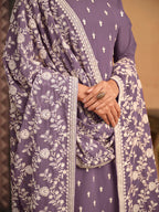 Monjolika Fashion Faux Georgette Embroidered Trendy Salwar Suit In Lavender | Grocsy