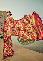 Monjolika Fashion Multicolor Digital Print Satin Trendy Saree | Grocsy