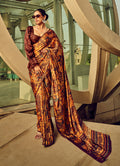 Monjolika Fashion Multicolor Digital Print Satin Trendy Saree | Grocsy