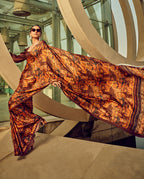 Monjolika Fashion Multicolor Digital Print Satin Trendy Saree | Grocsy