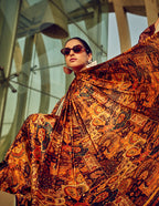 Monjolika Fashion Multicolor Digital Print Satin Trendy Saree | Grocsy
