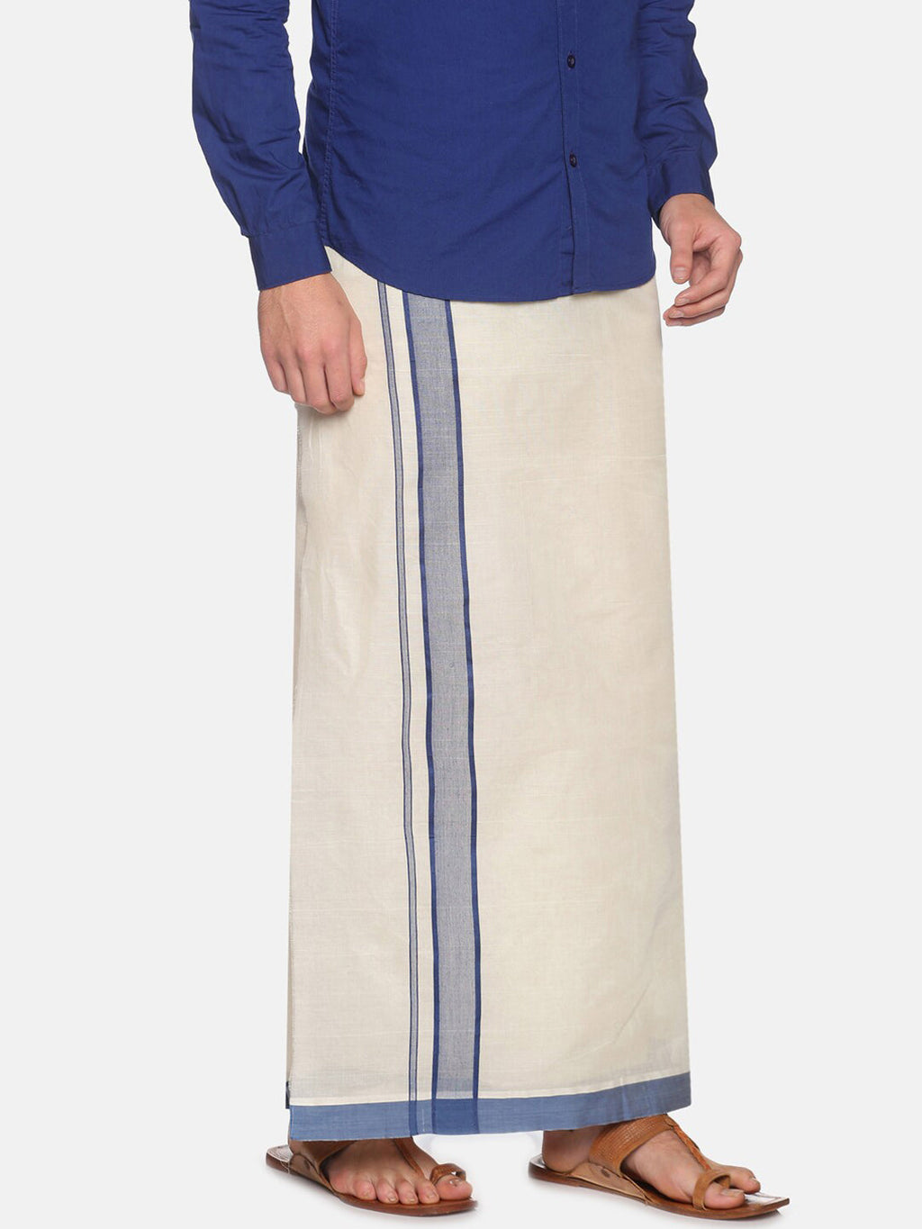Sethukrishna Men Off White Traditional Kerala Double Mundu | Grocsy