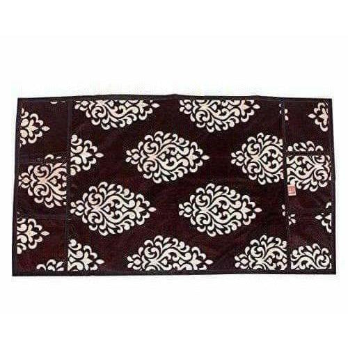 Floral Design Fridge Top Cover with 6 Utility Pockets - Brown Color | Grocsy