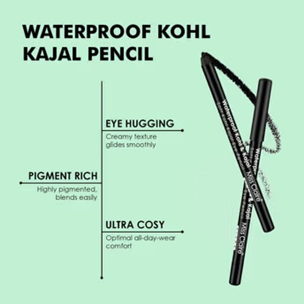 Miss Claire Waterproof Kohl & Kajal - Black | Grocsy