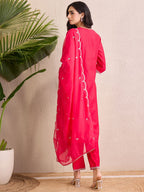 Indo Era Women Floral Yoke Design Regular Liva Kurta with Trousers & With Dupatta | Grocsy