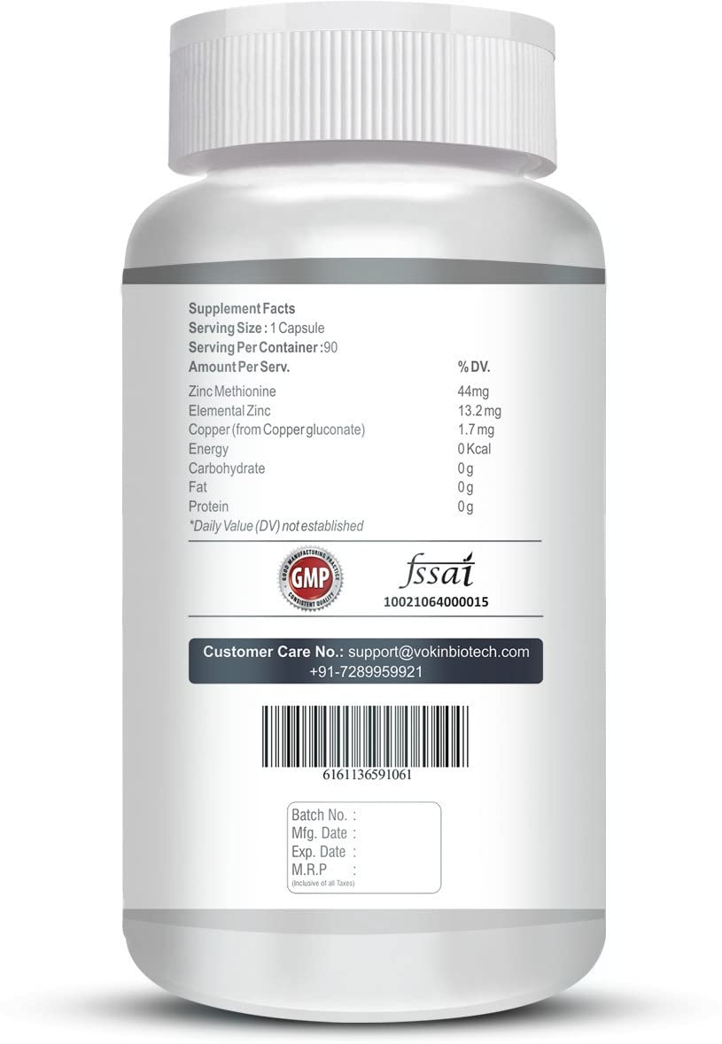 Vokin Biotech Zinc Methionine Plus Copper, Supports Immunity Capsules | Grocsy