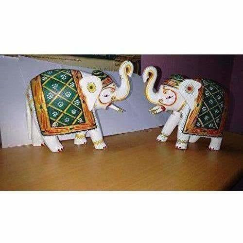 Kondapalli Handmade Elephants 2 Nos. Multi color Showpiece | Grocsy