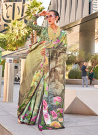 Monjolika Fashion Light Yellow Color Swiss Satin Printed Saree With Blouse | Grocsy