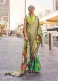 Monjolika Fashion Beige Color Swiss Satin Printed Saree With Blouse | Grocsy