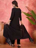 Joban Fashion Black Silk Embroidery Readymade Kurta Set | Grocsy