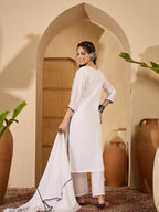 Joban Fashion White Silk Embroidery Readymade Kurta Set | Grocsy