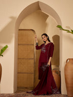 Joban Fashion Maroon Silk Embroidery Readymade Kurta Set | Grocsy