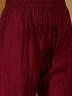 Joban Fashion Maroon Silk Embroidery Readymade Kurta Set | Grocsy