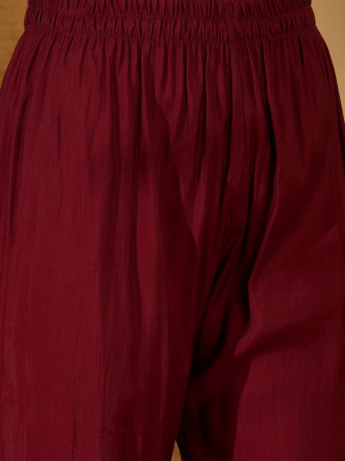 Joban Fashion Maroon Silk Embroidery Readymade Kurta Set | Grocsy