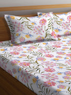 KLOTTHE Floral 300 TC Fitted Super King Bedsheet with 2 Pillow Covers | Grocsy