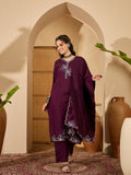 Joban Fashion Purple Silk Embroidery Readymade Kurta Set | Grocsy