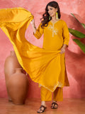 Joban Fashion Yellow Silk Embroidery Readymade Kurta Set | Grocsy