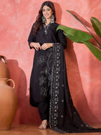 Joban Fashion Black Silk Embroidery Readymade Kurta Set | Grocsy