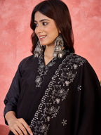 Joban Fashion Black Silk Embroidery Readymade Kurta Set | Grocsy