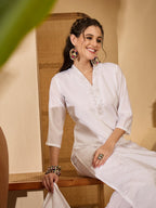 Joban Fashion White Silk Embroidery Readymade Kurta Set | Grocsy