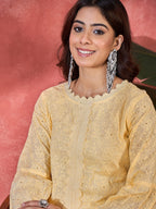 Joban Fashion Cream Cotton Embroidery Readymade Kurta Set | Grocsy