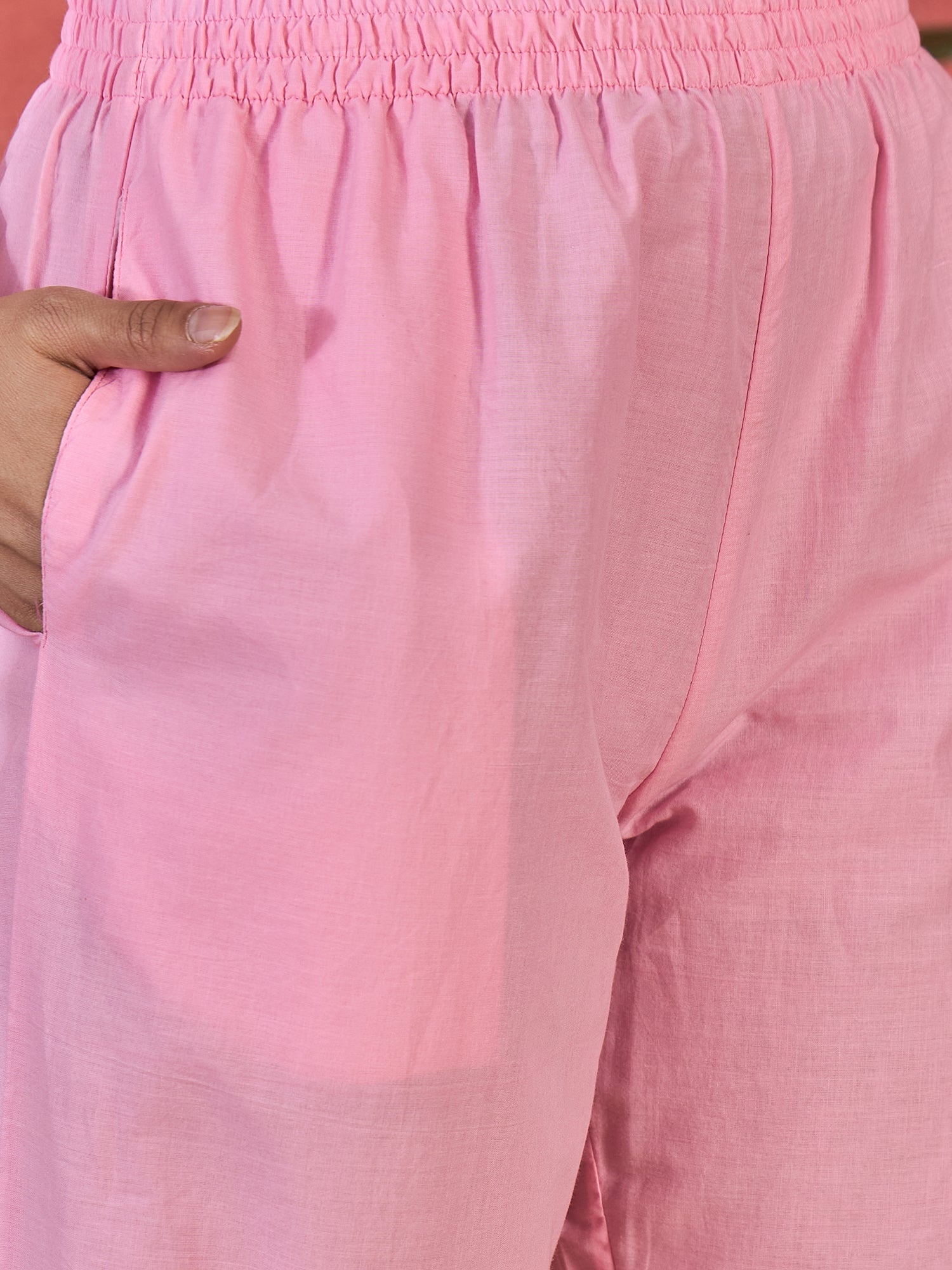 Joban Fashion Pink Cotton Embroidery Readymade Kurta Set | Grocsy