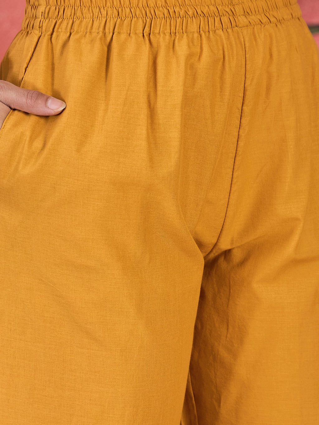 Joban Fashion Mustard Cotton Embroidery Readymade Kurta Set | Grocsy