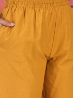 Joban Fashion Mustard Cotton Embroidery Readymade Kurta Set | Grocsy