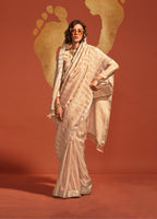 Monjolika Fashion Beige Color Viscose Handloom Silk Weaving Saree With Blouse | Grocsy