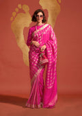 Monjolika Fashion Magenta Color Viscose Handloom Silk Weaving Saree With Blouse | Grocsy