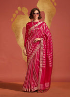 Monjolika Fashion Maroon Color Viscose Handloom Silk Weaving Saree With Blouse | Grocsy