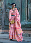Monjolika Fashion Baby Pink Color Kashmiri Organza Pashmina Silk Saree With Blouse | Grocsy