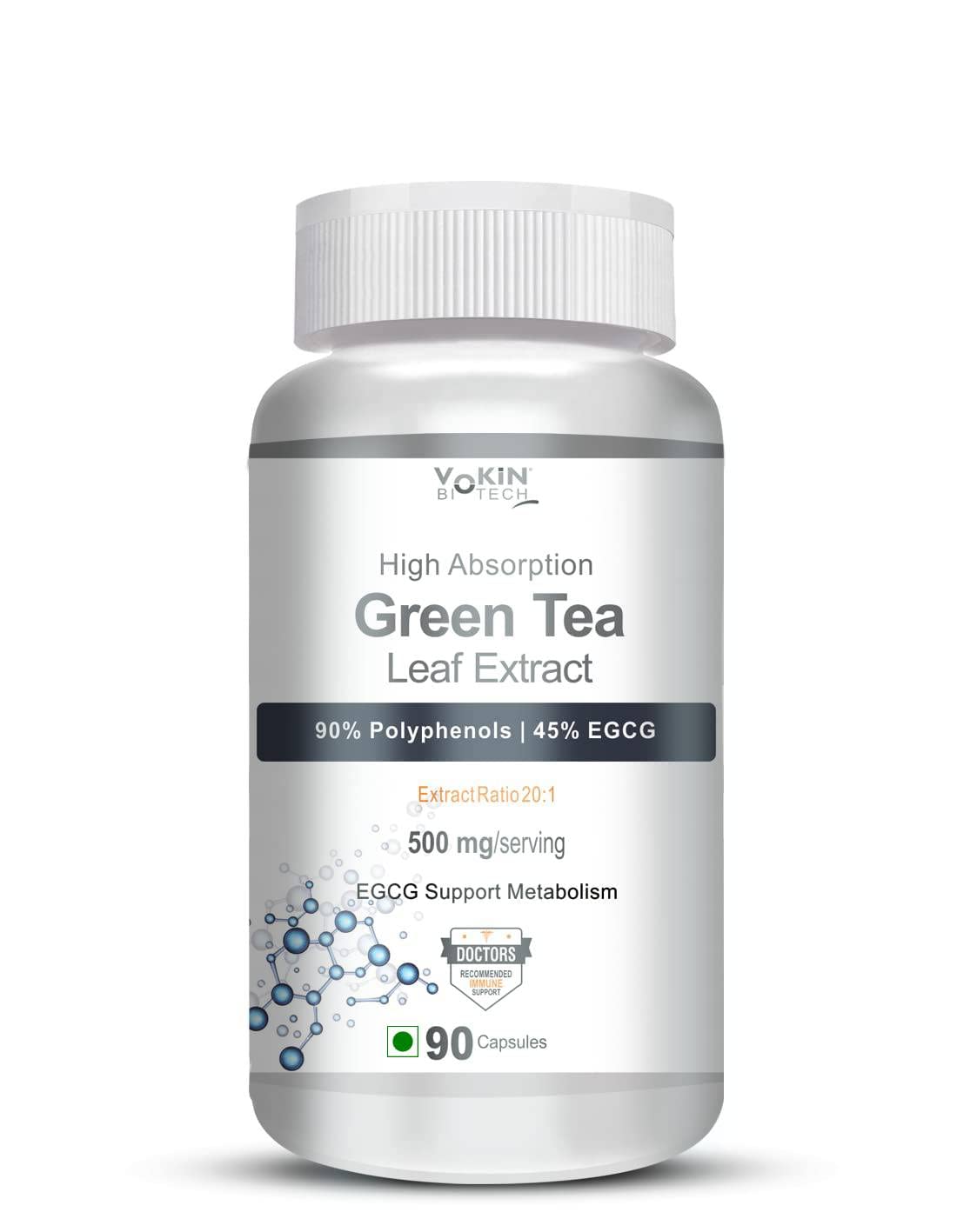 Vokin Biotech Green Tea Leaf Extract-90% Polyphenols & 45% EGCG– EGCG Supports Metabolism | Grocsy