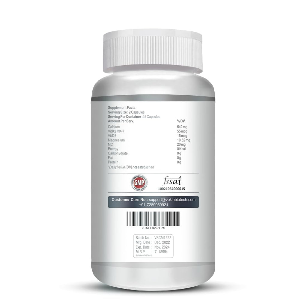 Vokin Biotech Calcium with Magnesium, Vitamin D3 & Vitamin K2- Mk-7 - Support Bone Health- 572mg | Grocsy