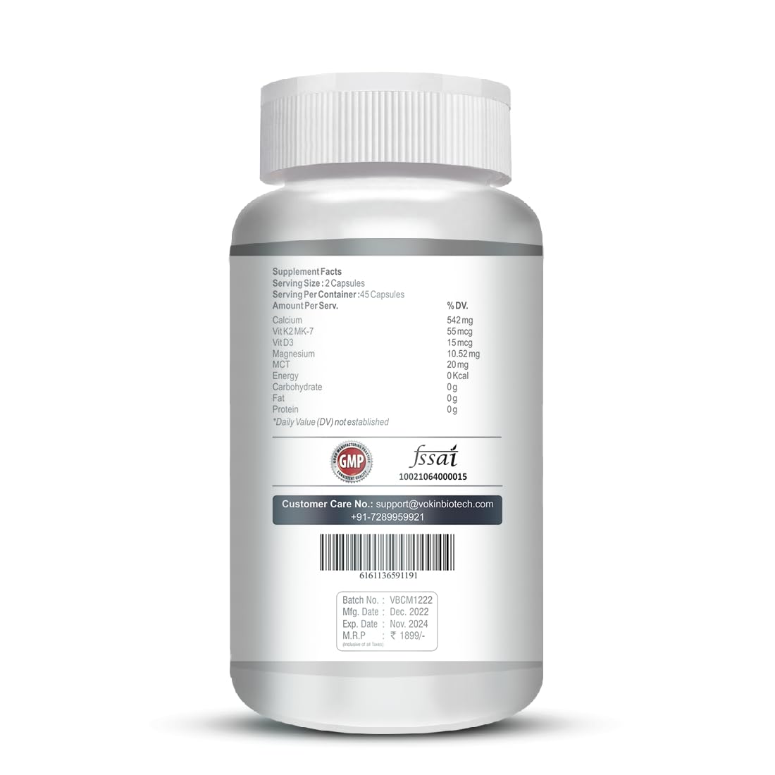 Vokin Biotech Calcium with Magnesium, Vitamin D3 & Vitamin K2- Mk-7 - Support Bone Health- 572mg | Grocsy