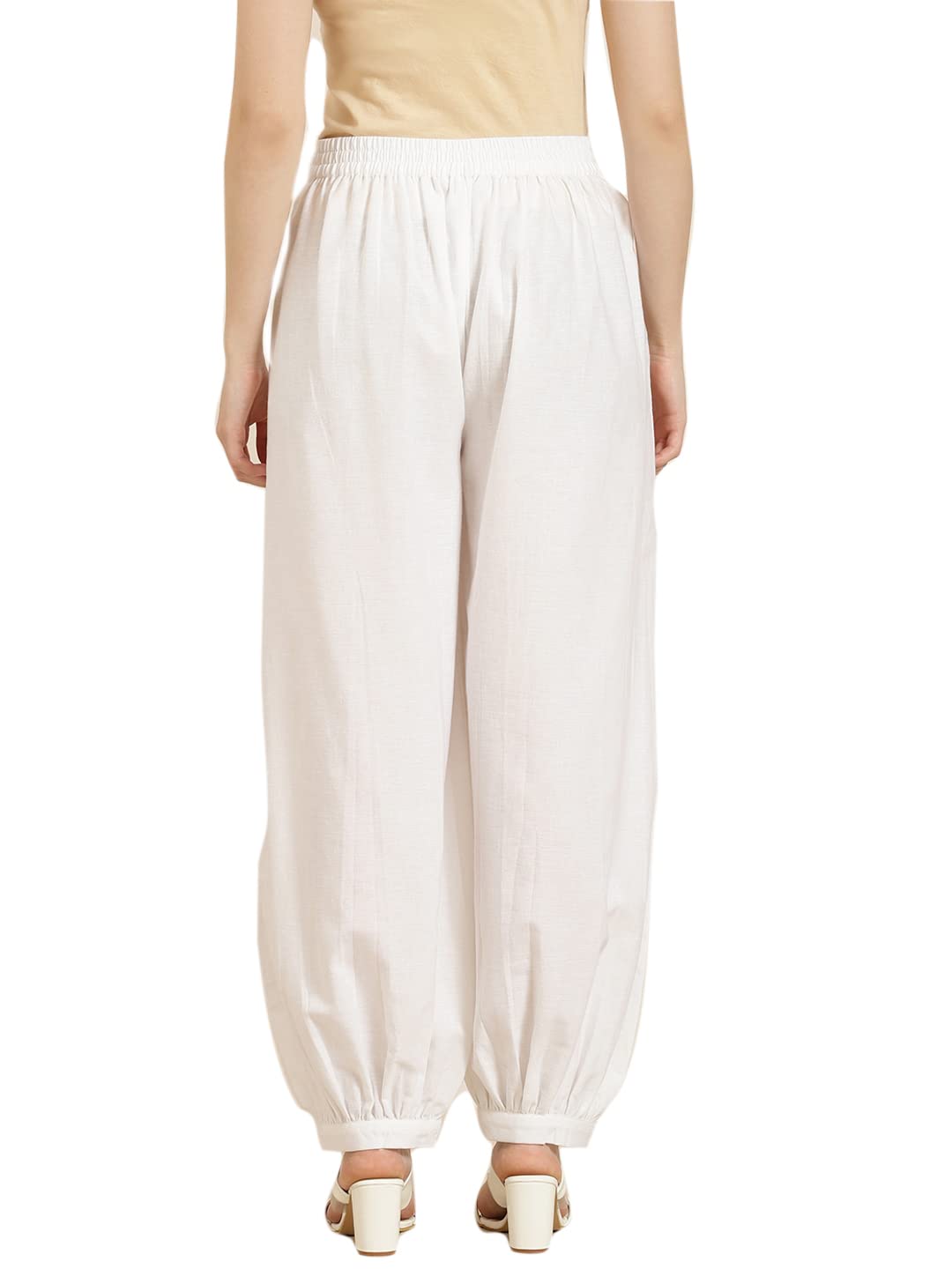 Juniper Women's White Solid Cotton Flex Dhoti Style Pants | Grocsy