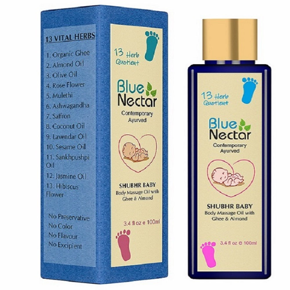 Blue Nectar Shubhr Baby Massage Oil with Ghee Almond | Grocsy