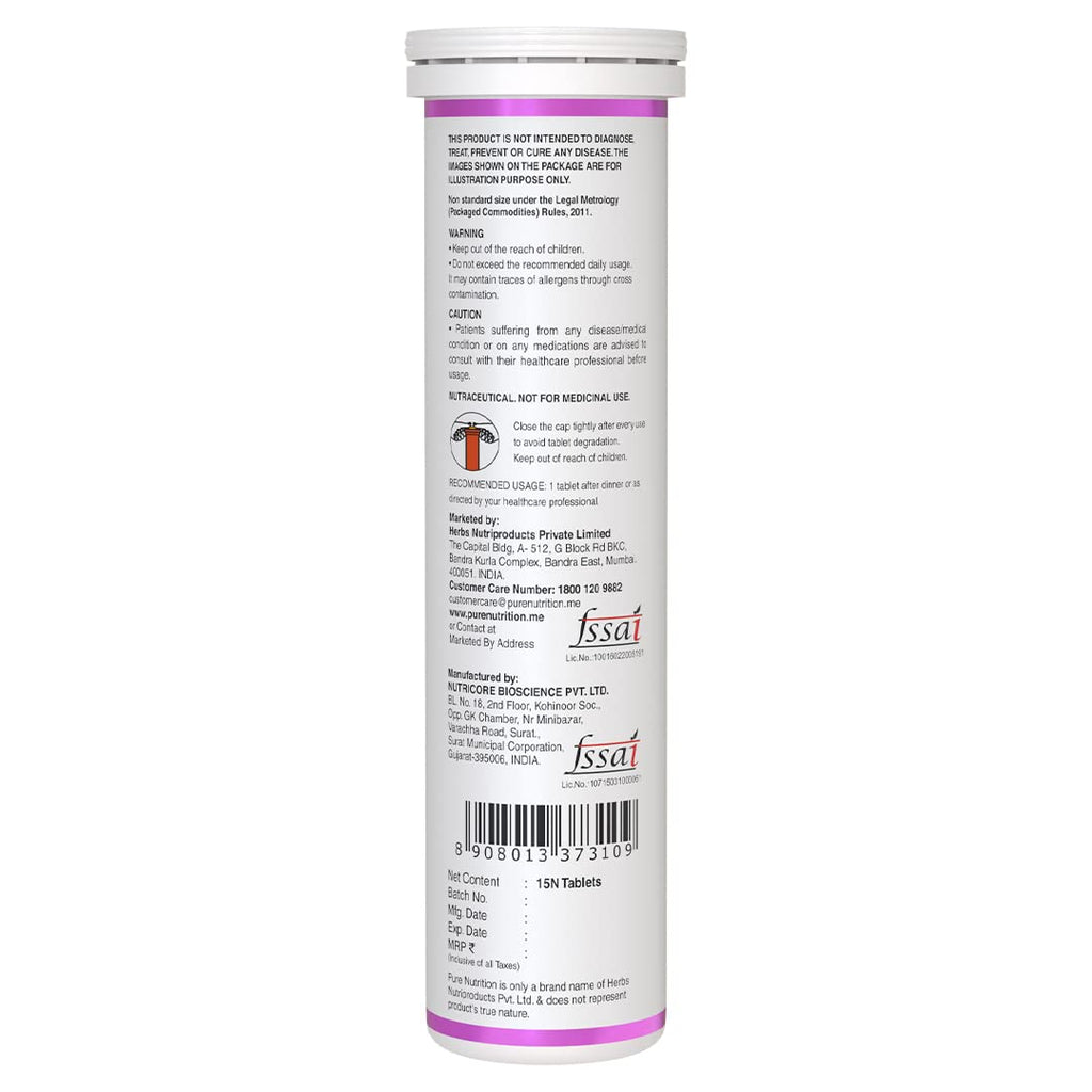 Pure Nutrition Glutathione 500mg with Vitamin C & Saffron Effervescent Tablets | Grocsy