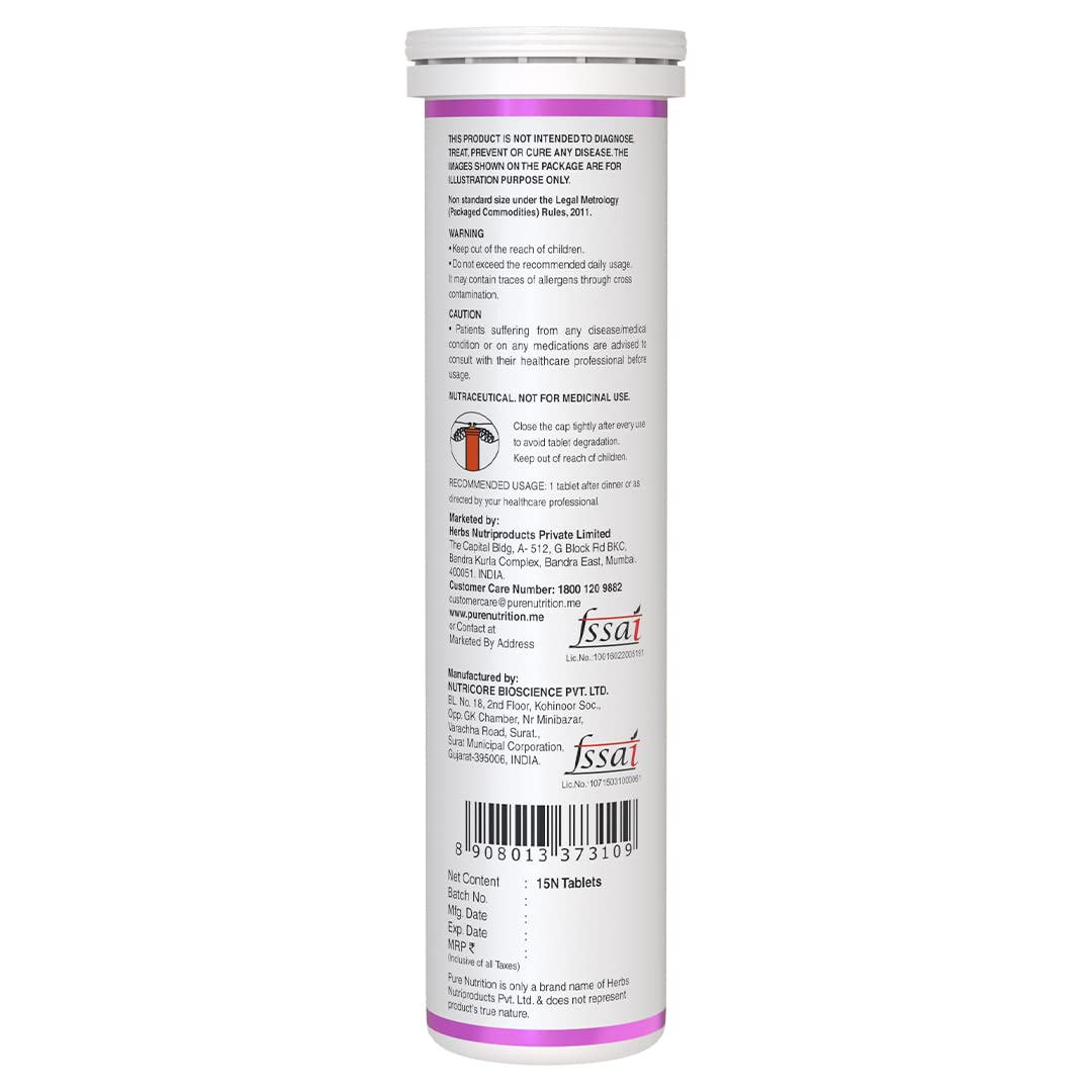 Pure Nutrition Glutathione 500mg with Vitamin C & Saffron Effervescent Tablets | Grocsy