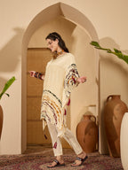 Joban Fashion Cream Silk Printed Readymade Kurta Set | Grocsy