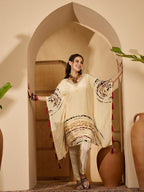 Joban Fashion Cream Silk Printed Readymade Kurta Set | Grocsy