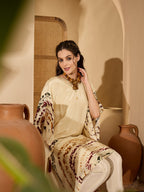 Joban Fashion Cream Silk Printed Readymade Kurta Set | Grocsy