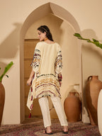 Joban Fashion Cream Silk Printed Readymade Kurta Set | Grocsy