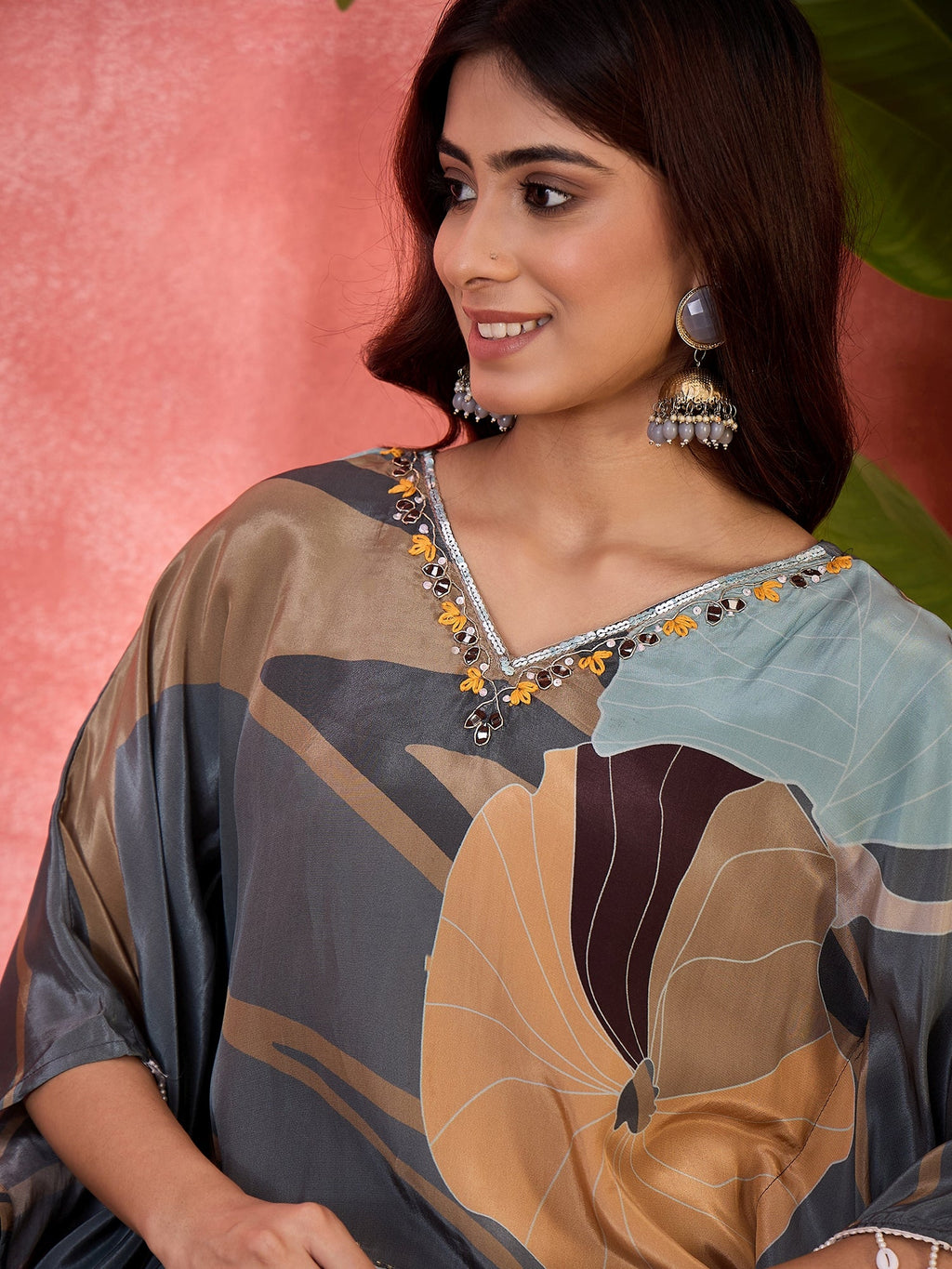 Joban Fashion Grey Silk Printed Readymade Kurta Set | Grocsy