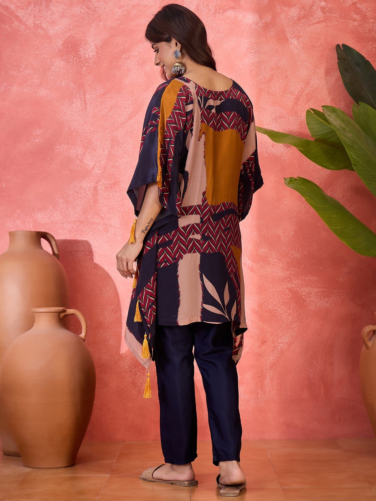 Joban Fashion Navy Blue Silk Printed Readymade Kurta Set | Grocsy