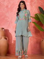 Joban Fashion Grey Silk Embroidered Readymade Kurta Set | Grocsy
