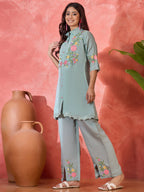 Joban Fashion Grey Silk Embroidered Readymade Kurta Set | Grocsy