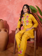 Joban Fashion Mustard Silk Embroidered Readymade Kurta Set | Grocsy