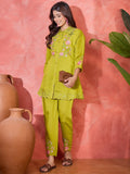 Joban Fashion Green Silk Embroidered Readymade Kurta Set | Grocsy