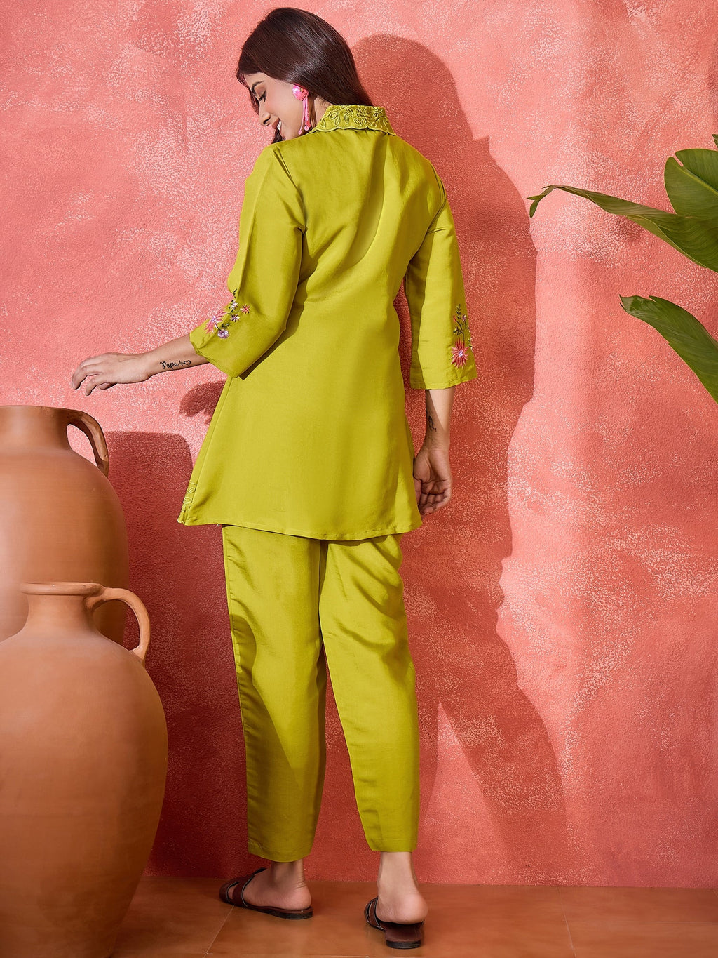 Joban Fashion Green Silk Embroidered Readymade Kurta Set | Grocsy